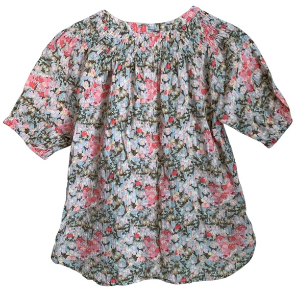 Tantrums Women's Top Size Small Floral Blouse Smocked Neck Cottagecore - Picture 5 of 8